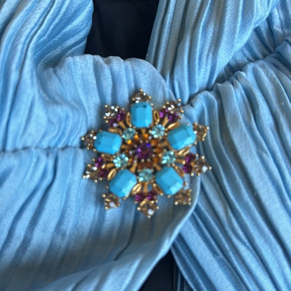 House of Harlow 1960 X Revolve Metallic Blue Sabrina Dress Size Small - Picture 4 of 5